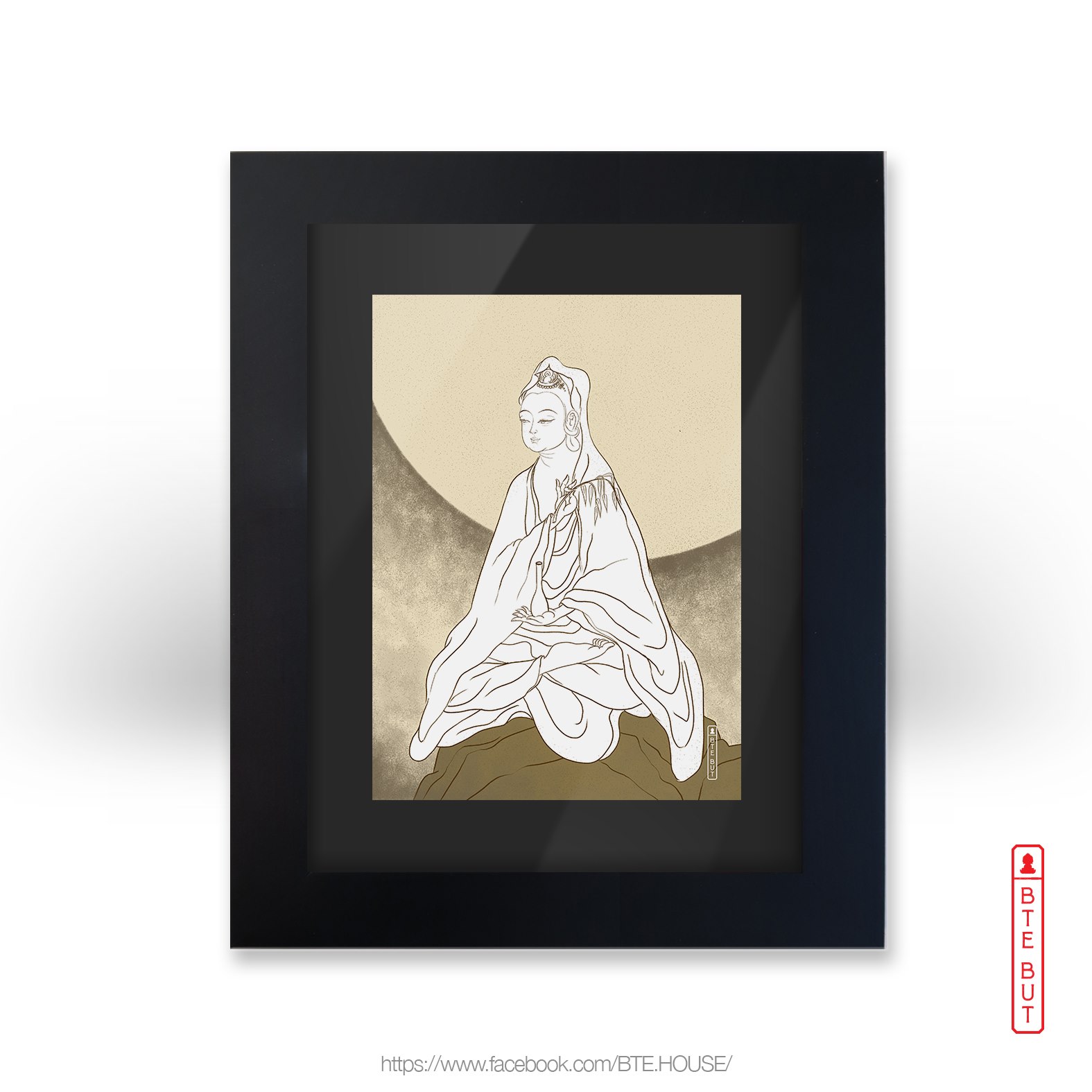 Tranh Giấy Art - Quan Âm Bạch Y Tọa Sơn