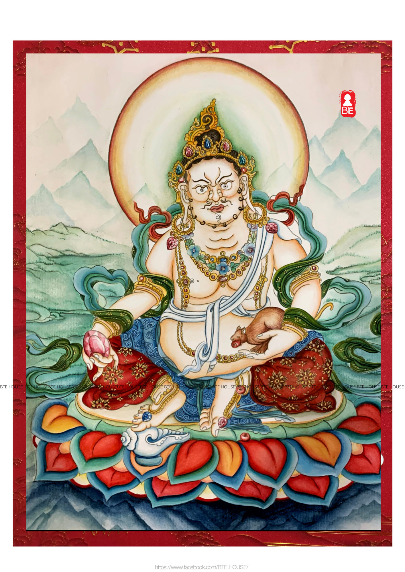 Tranh Giấy Ngọc Trai- Thần Tài Zambhala