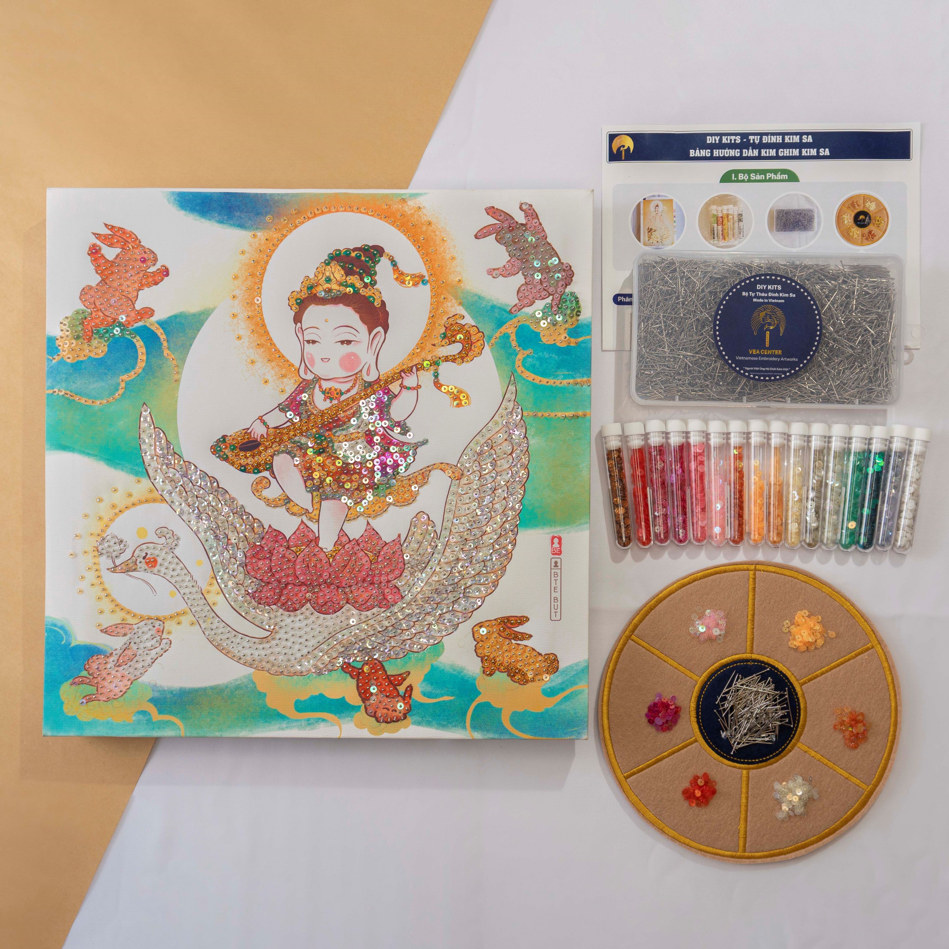 DIY Bộ Tự Đính Kim Sa - Chibi - Diệu Âm Thiên Nữ - 45x35cm - CBC1GCA6