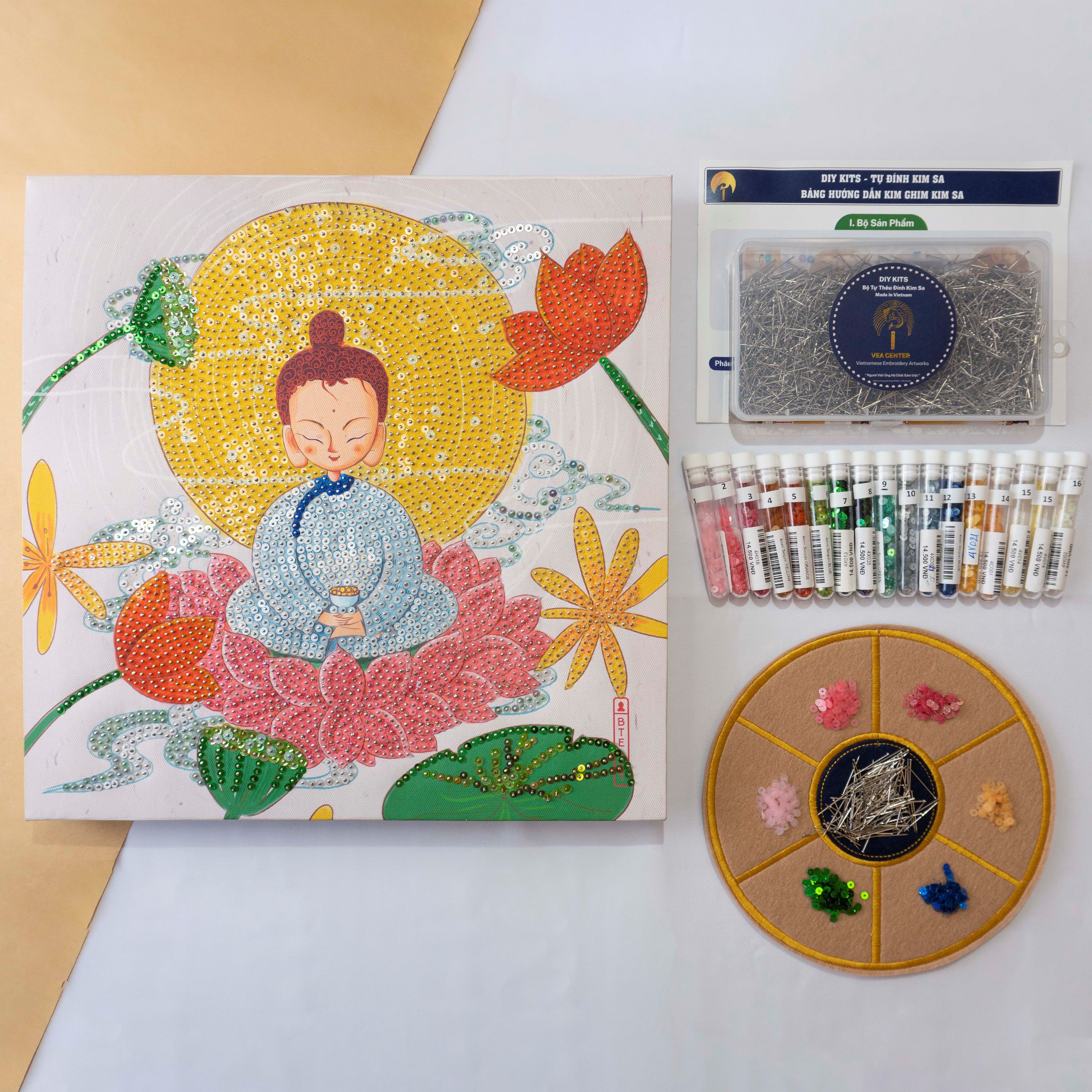DIY Bộ Tự Đính Kim Sa - Chibi - Dược Sư Tọa Sen -  45x35cm - CBC1GACA4