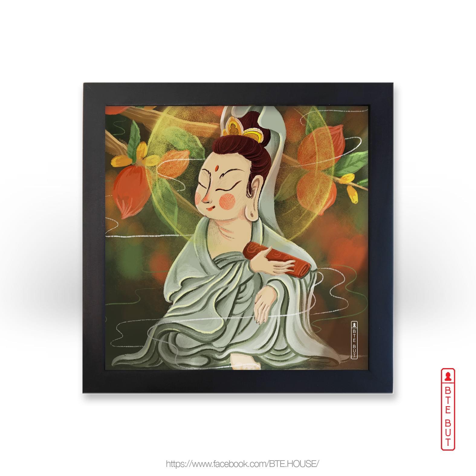TRANH GIẤY NGỌC TRAI - QUAN ÂM TỰ TẠI BỒ TÁT
