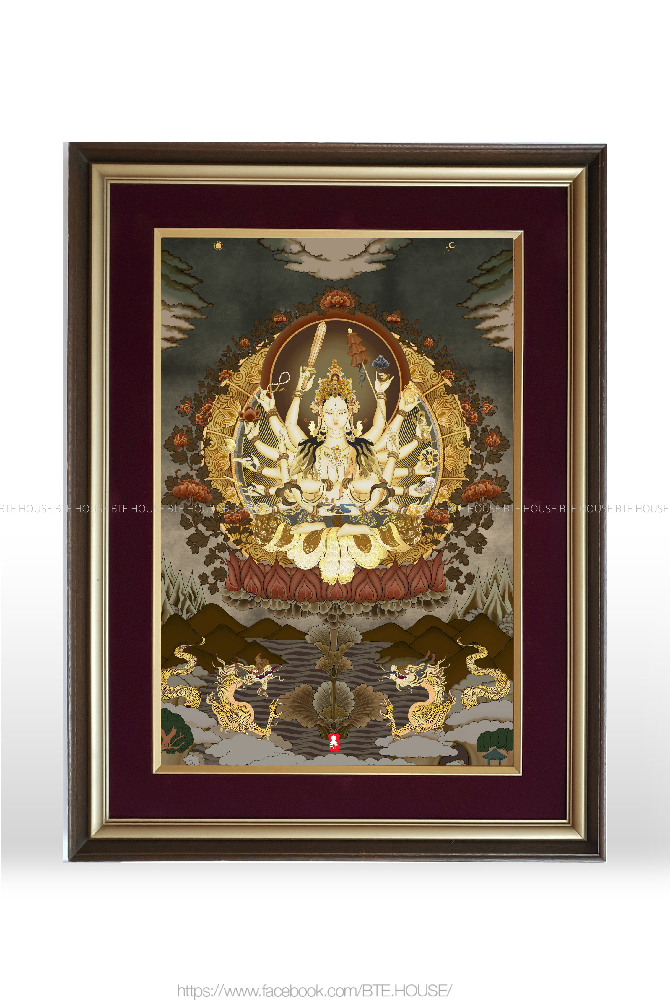 TRANH GIẤY NGỌC TRAI - PHẬT MẪU CHUẨN ĐỀ - Cundi Bodhisattva